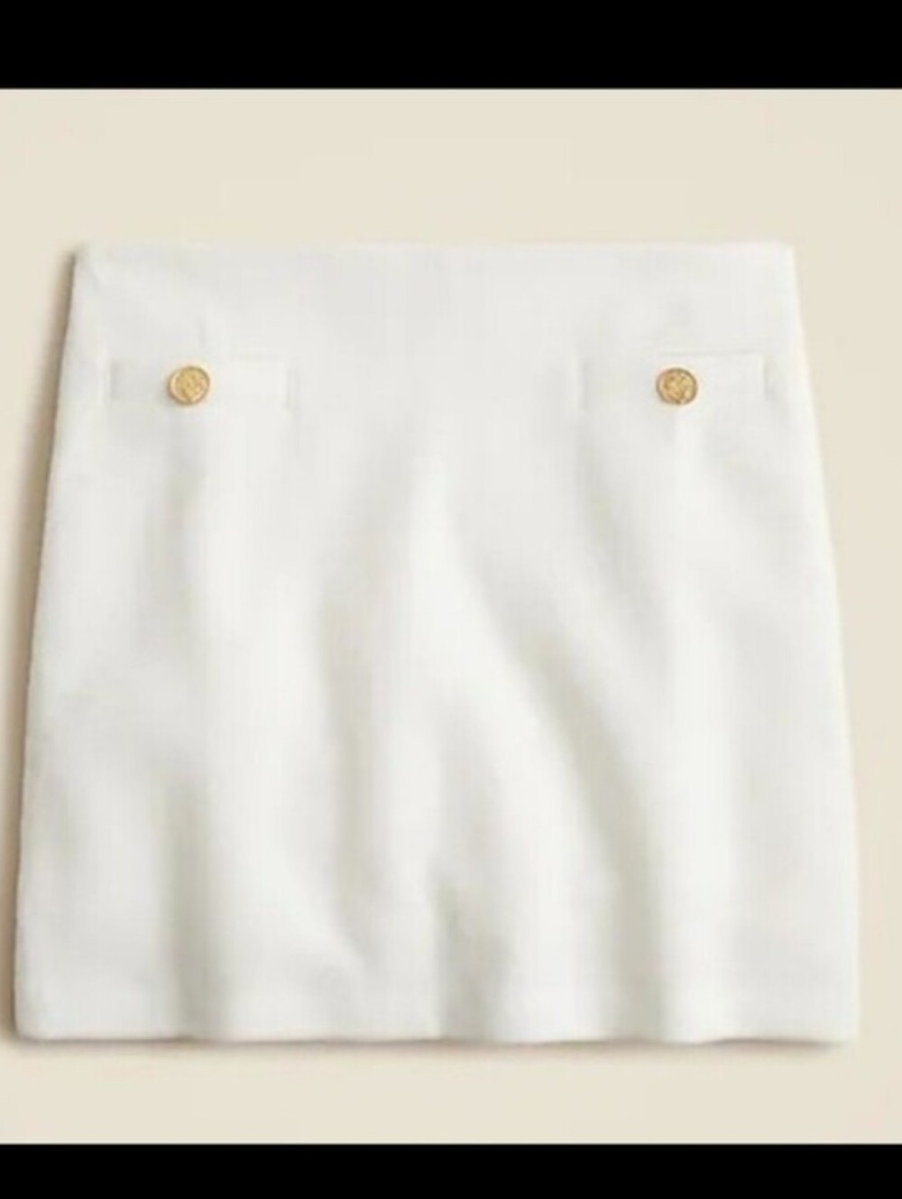 J. Crew White Mini Skirt with Gold Buttons